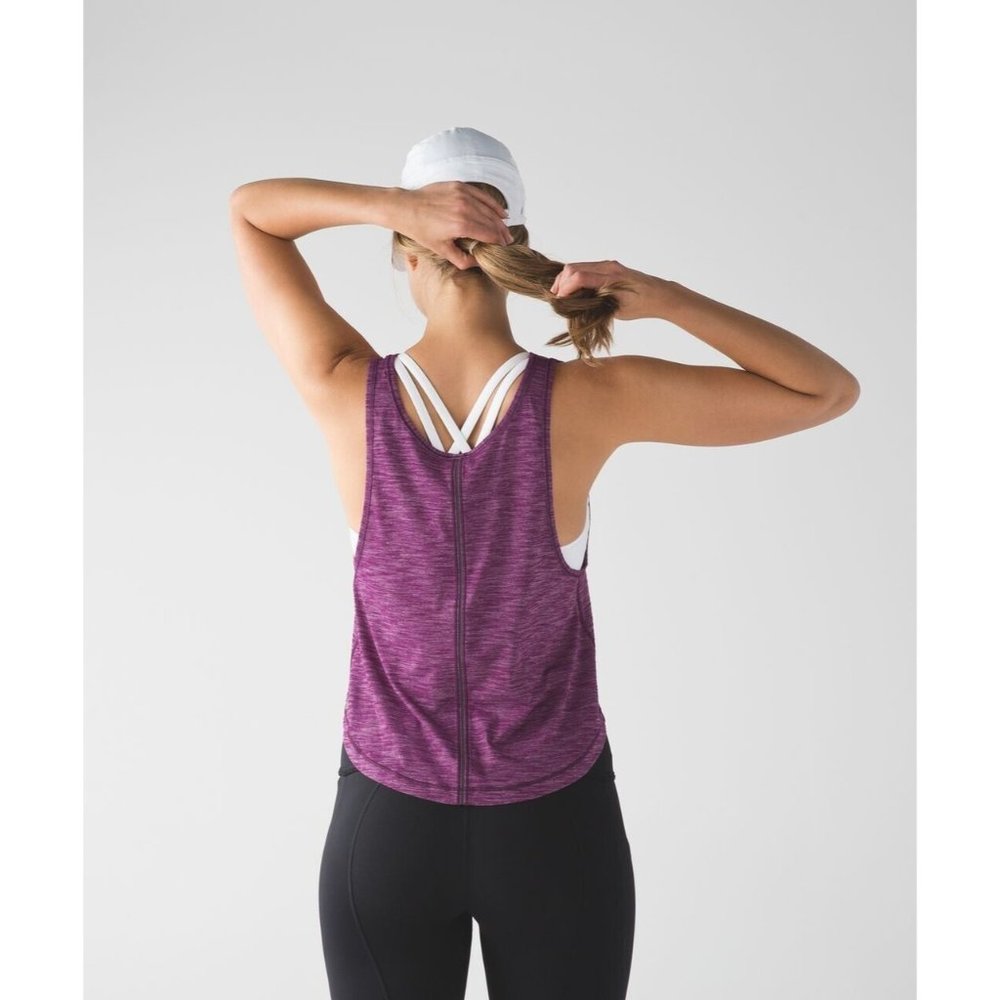 Lululemon Athletica Rush Hour Tank Women's Sz 2? Heathered Chilled Grape EUC